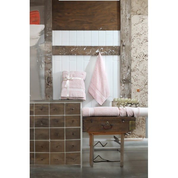 Prosoape de baie roz-deschis 2 buc. din bumbac din frotir – Foutastic-image-2