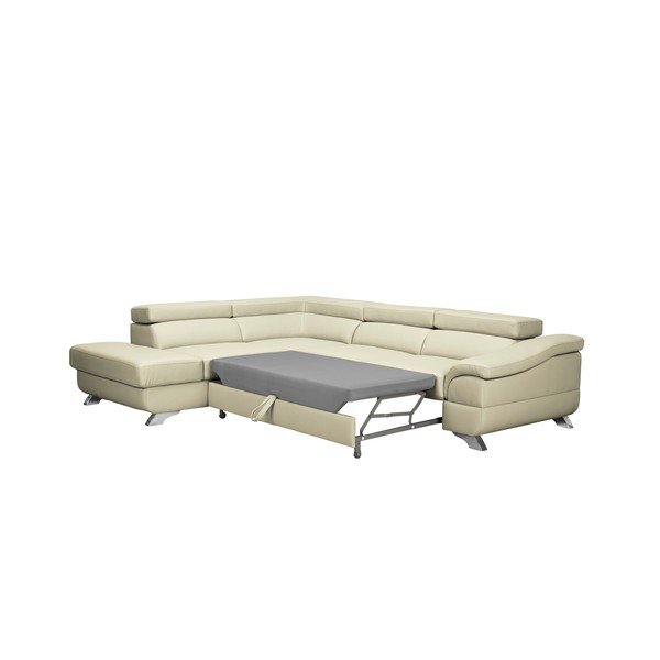 Colțar extensibil din piele Windsor & Co Sofas Gamma, bej, partea stângă-image-3