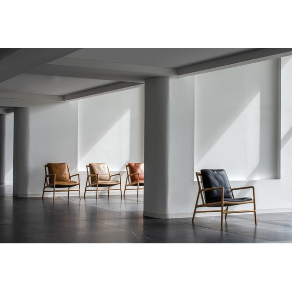 Fotoliu negru-natural cu tapițerie din piele Dedo – Gazzda-image-2