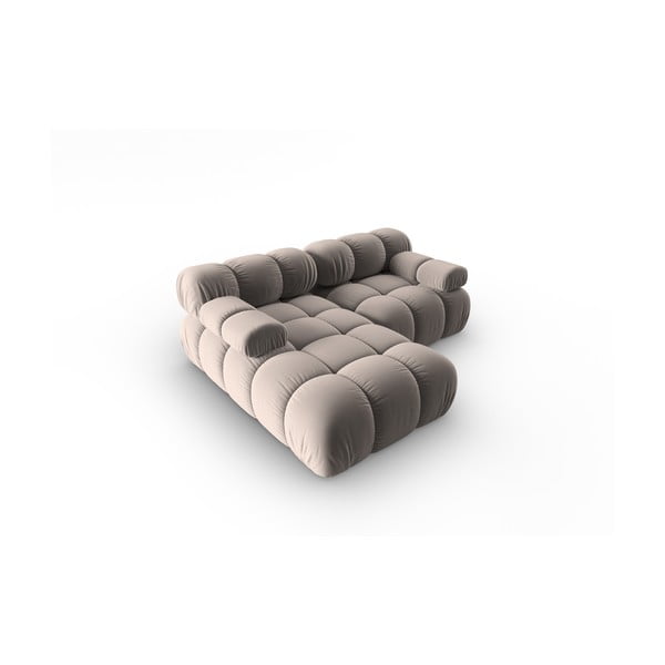 Colțar modular maro deschis cu tapițerie din catifea (cu colț pe partea stângă ) Bellis – Micadoni -image-4