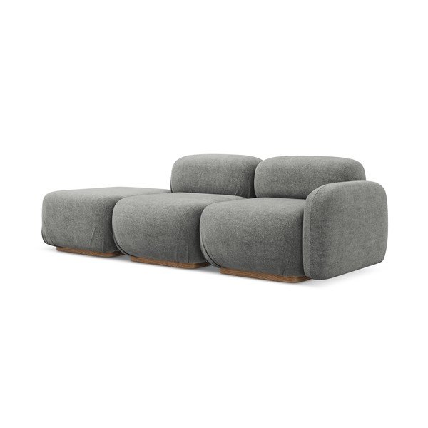 Șezlong modular gri cu tapițerie din țesătură bouclé (cu colț pe partea stângă) Ailani – Makamii-image-1