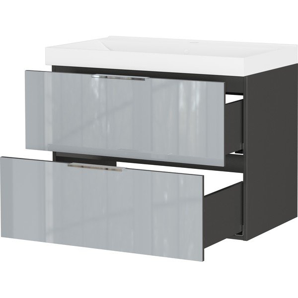 Dulap sub chiuvetă gri suspendat cu aspect lucios 81x65 cm Celano – Germania-image-4