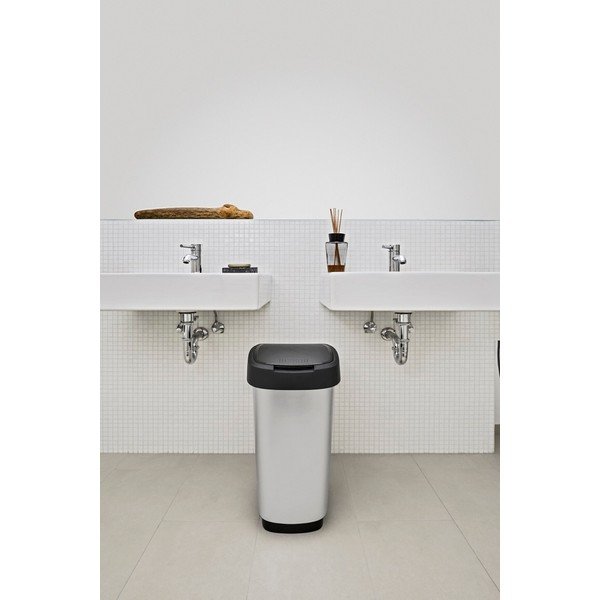 Coș de gunoi argintiu din plastic 50 l Twist – Rotho-image-1