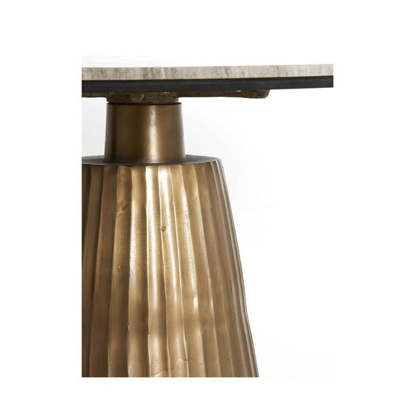Masă de dining în culoarea bronz/în culoare naturală rotundă cu blat cu aspect de marmură ø 100 cm Rianne – Light & Living-image-4