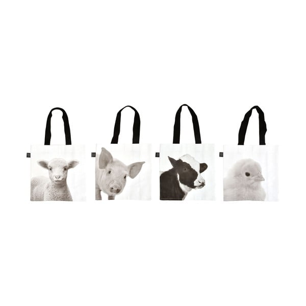 Set 4 sacoșe pentru cumpărături Esschert Design, modele animale