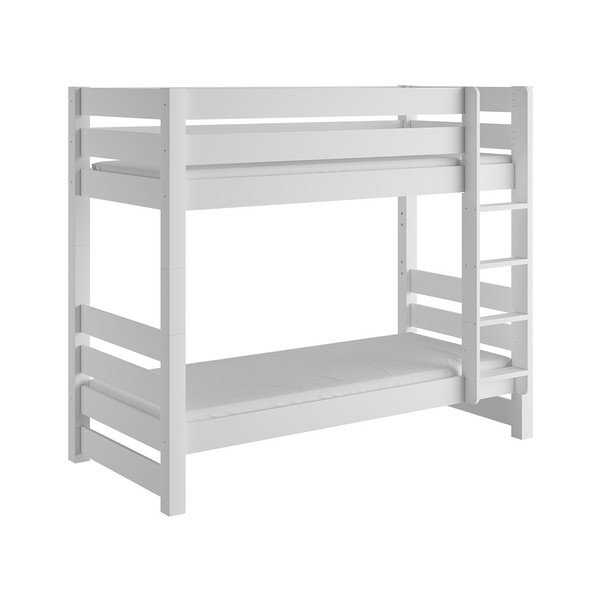 Pat pentru copii  alb supraetajat din lemn de pin 90x200 cm Jan – Olivia Living