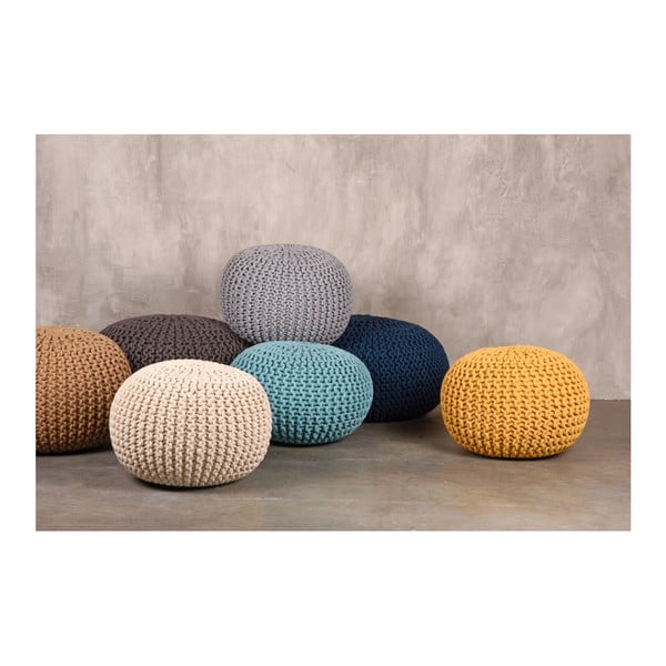 Puf tricotat LABEL51 Knitted XL, galben-image-2