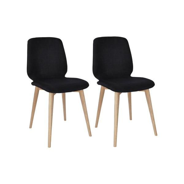 Set 2 scaune cu picioare din lemn masiv de stejar WOOD AND VISION Classic, negru