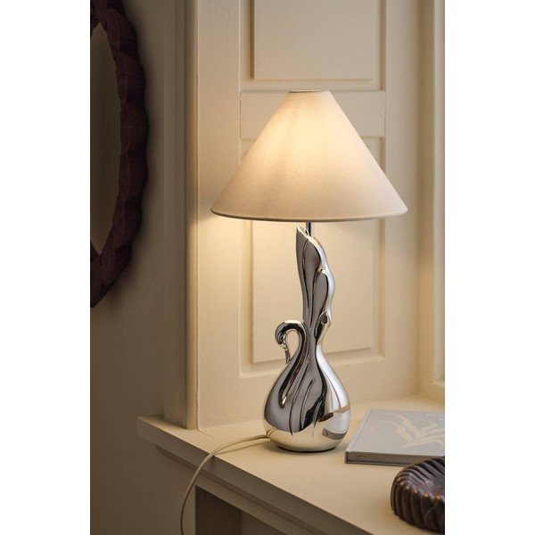 Veioză albă/argintie din polirășină (înălțime 53 cm) Swan – Ellos Home-image-1