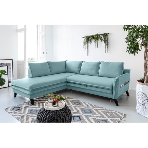 Colțar extensibil cu șezlong pe partea stângă Miuform Charming Charlie L, albastru deschis-image-4