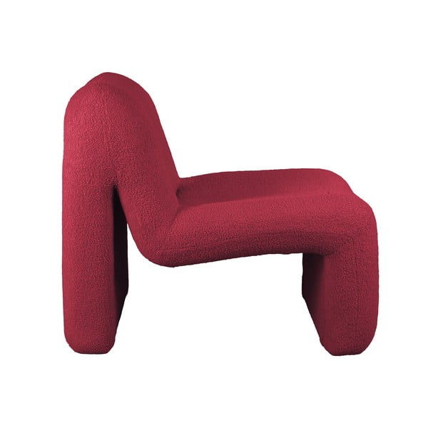 Fotoliu roșu/burgundy cu tapițerie din țesătură bouclé Fuerza – Leitmotiv-image-1