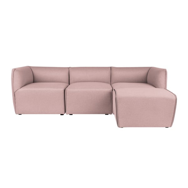 Canapea modulară cu 3 locuri și șezlong Norrsken Ollo, roz