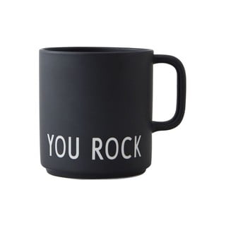 Cană din porțelan Design Letters You Rock, negru