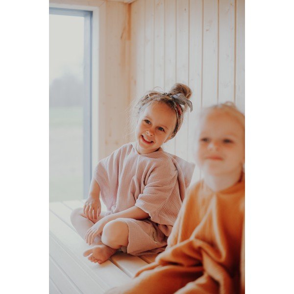 Poncho roz din muselină pentru copii mărimea M - Malomi Kids-image-3