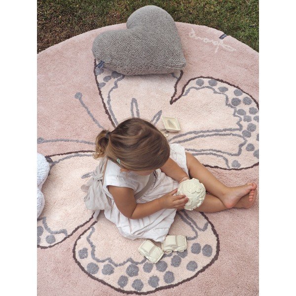 Covor pentru copii roz lavabil/țesut manual din bumbac ø160 cm Mariposa – Lorena Canals-image-4