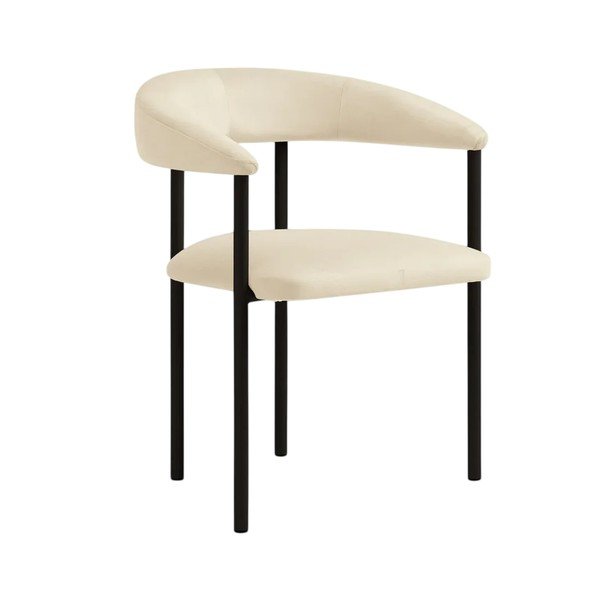 Scaun de living negru/crem cu cotiere tapițat Lea – Micadoni 