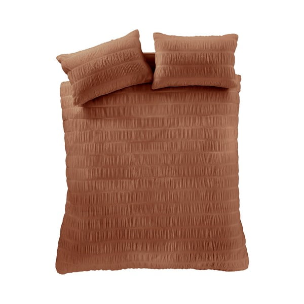 Lenjerie de pat portocalie pentru pat de o persoană 135x200 cm Seersucker – Catherine Lansfield