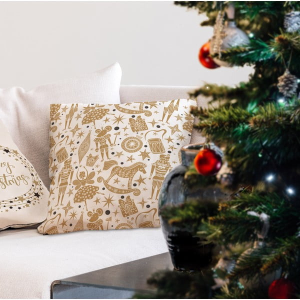Față de pernă 45x45 cm  cu model de Crăciun Golden Nut Cracker – Butter Kings-image-2