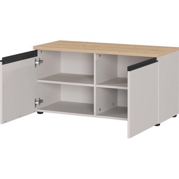 Pantofar grej/în culoare naturală deschisă cu bancă 96x49x41 cm Cormano – Germania-image-3