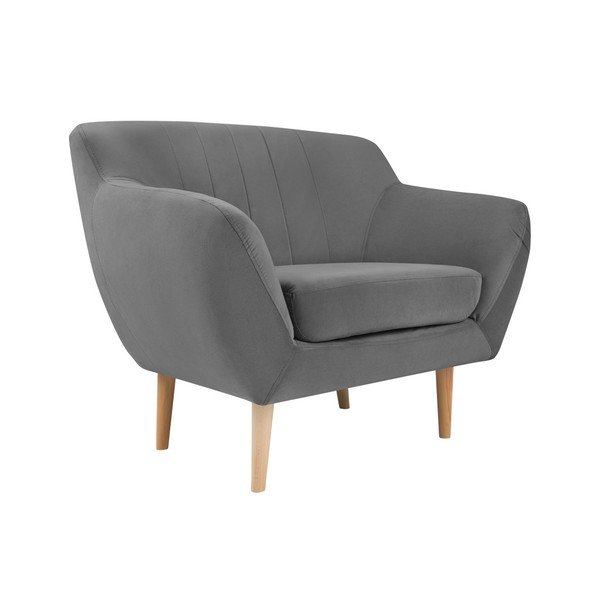 Fotoliu cu tapițerie din catifea Mazzini Sofas Sardaigne, gri-image-2