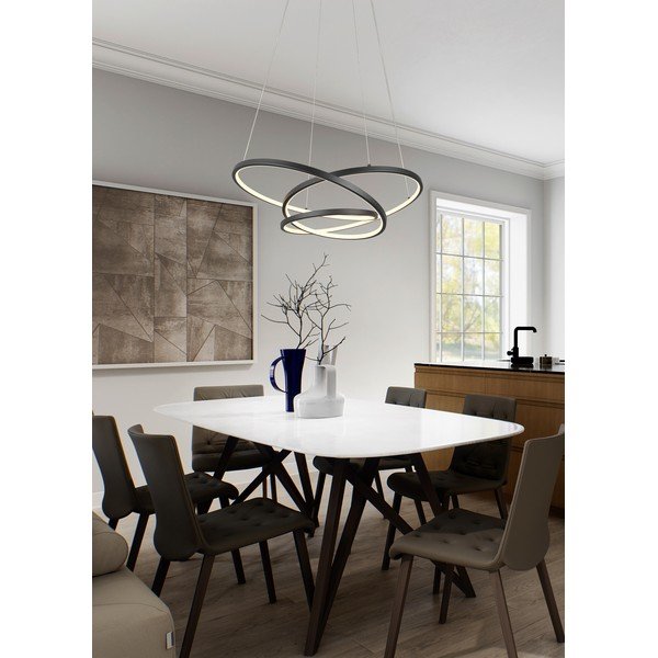 Lustră negru-mat LED cu intensitate reglabilă Darvin – Trio-image-1