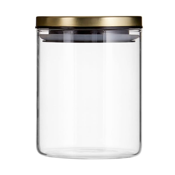 Recipient din sticlă cu capac metalic Premier Housewares, 700 ml, auriu
