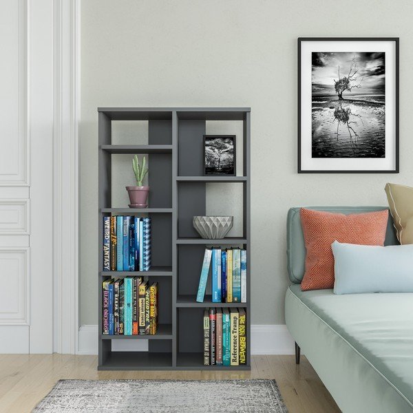 Bibliotecă gri antracit 72x124 cm Keota – Kalune Design-image-1