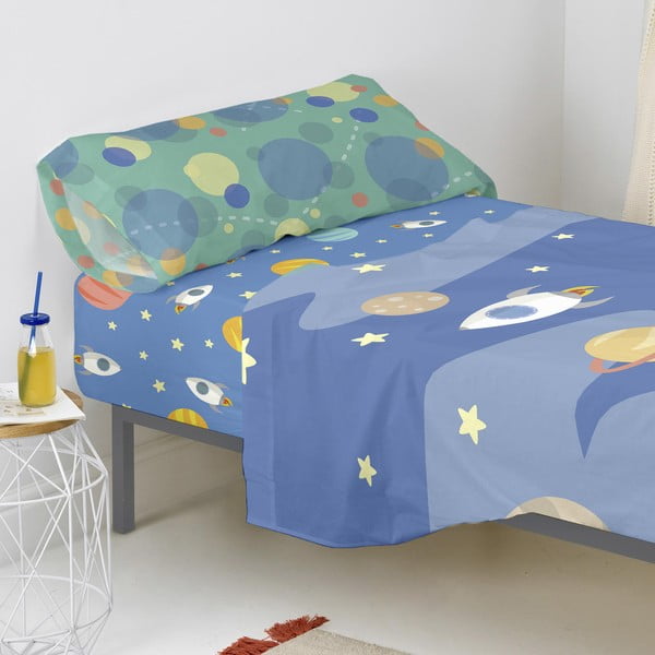 Cearșaf din bumbac pentru copii Happynois Astronaut, 200 x 90 cm-image-4