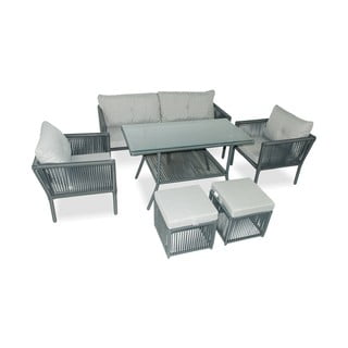 Set mobilier de grădină gri din ratan artificial pentru șase persoane Shangai 4 – Floriane Garden