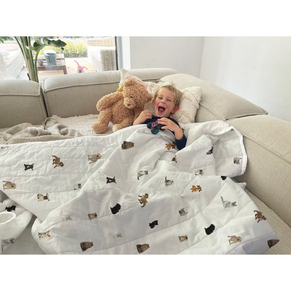 Set pilotă și față de pernă albă din bumbac satinat matlasat 140x200 cm The Cutest Ones – Butter Kings-image-1