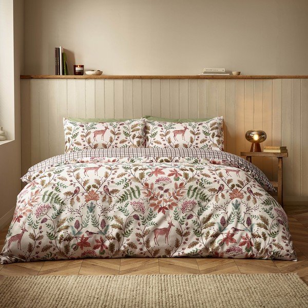Lenjerie de pat crem pentru pat dublu 200x200 cm Woodland Stag – Catherine Lansfield-image-1