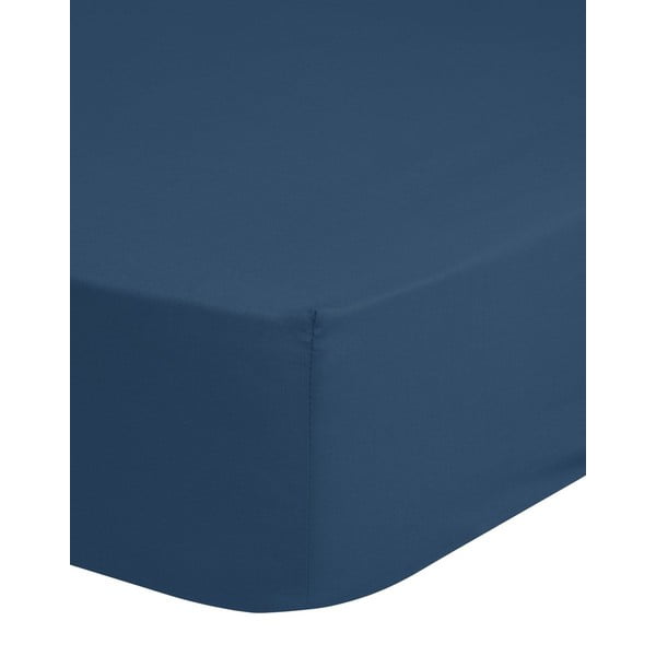 Cearșaf elastic din bumbac Good Morning, 140 x 200 cm, albastru închis-image-1