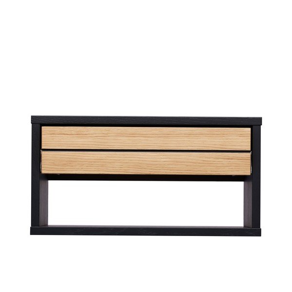 Noptieră neagră-în culoare naturală, suspendată, cu aspect de lemn de stejar Stripe – Woodman