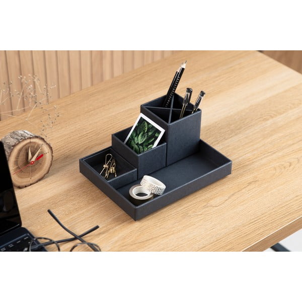 Organizator de birou cu 4 piese pentru instrumente de scris Bigso Box of Sweden Lena, gri închis-image-3