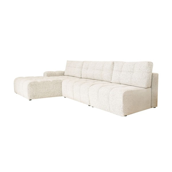 Colțar modular crem extensibil/cu spațiu de depozitare (cu colț pe partea stângă) Lulu – Miuform