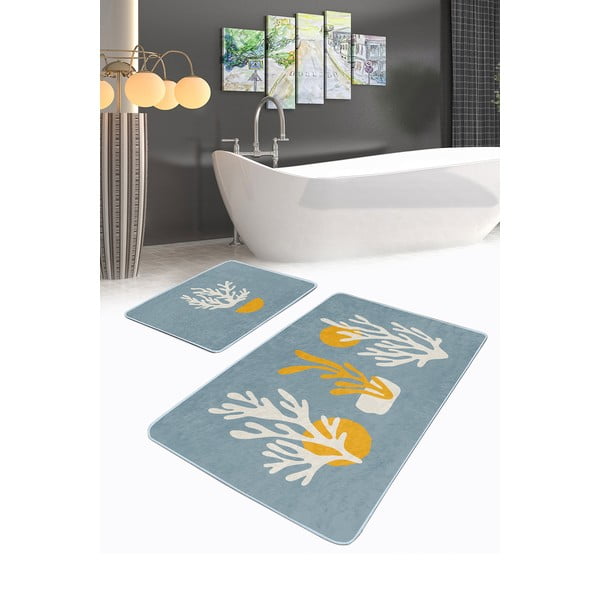 Covorașe de baie albastre 2 buc. 60x100 cm – Mila Home-image-3