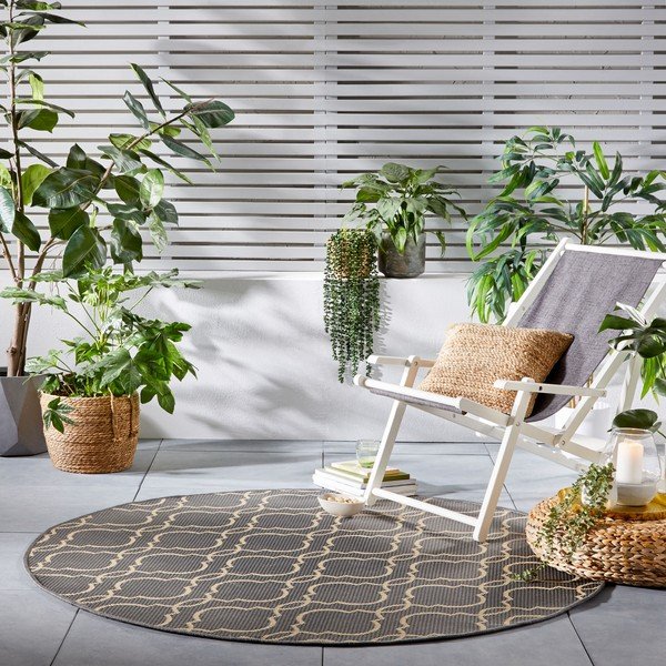 Covor de exterior gri/bej rotund ø 160 cm Milan - Flair Rugs-image-1
