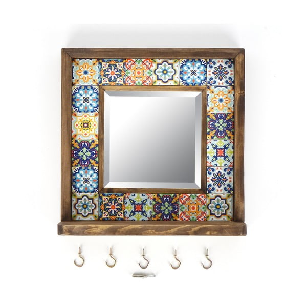 Oglindă de perete cu raft 32.5x33 cm – Wallity-image-2