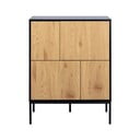 Comodă neagră/în culoare naturală înaltă cu aspect de lemn de stejar 80x103 cm Seaford – Actona