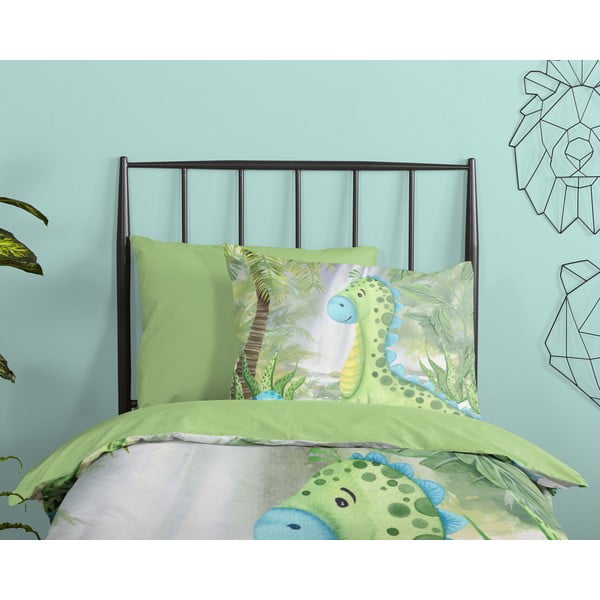 Lenjerie de pat pentru copii verde din bumbac pentru pat de o persoană, extinsă 140x220 cm Dani – Good Morning-image-2