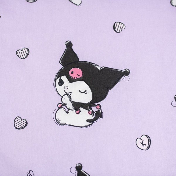 Lenjerie de pat pentru copii roz din bumbac pentru pat de o persoană 140x200 cm Hello Kitty "Kuromi" – Jerry Fabrics-image-4