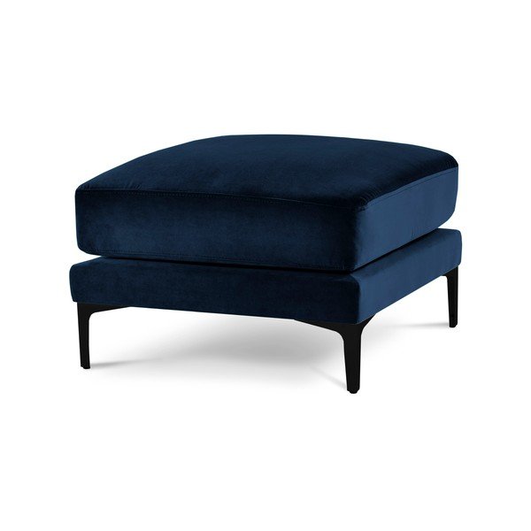 Taburet cu tapițerie din catifea Kooko Home Harmony, albastru marin-image-2