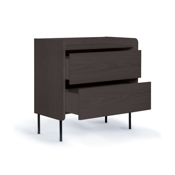 Comodă neagră înaltă cu aspect de lemn de stejar 80x82 cm Wrap – Bonami Selection-image-3