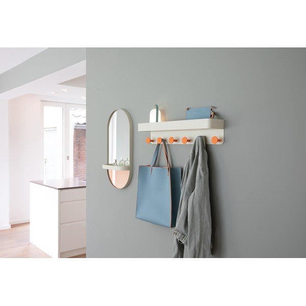 Oglindă de perete cu raft Remember Taupe, portocaliu-image-3