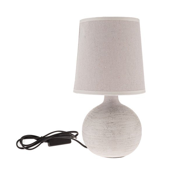 Veioză gri deschis din ceramică cu abajur textil (înălțime 29 cm) Bianca – Dakls-image-1