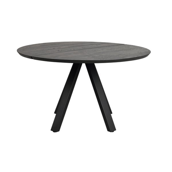 Masă de dining neagră rotundă cu blat din lemn de stejar ø 130 cm Carradale – Rowico-image-2