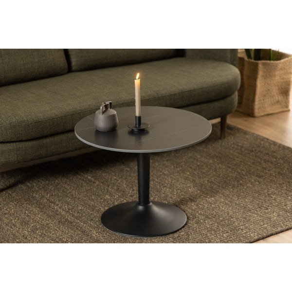 Măsuță de cafea neagră rotundă cu blat ceramic ø 60 cm Malta – Actona-image-1