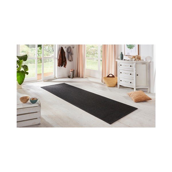 Covor adecvat interior/exterior BT Carpet Sisal, 80 x 500 cm, negru-image-1