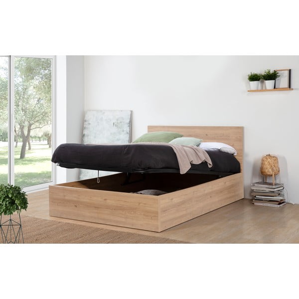 Pat matrimonial cu spațiu de depozitare și somieră 160x200 cm Kronos – Marckeric-image-1