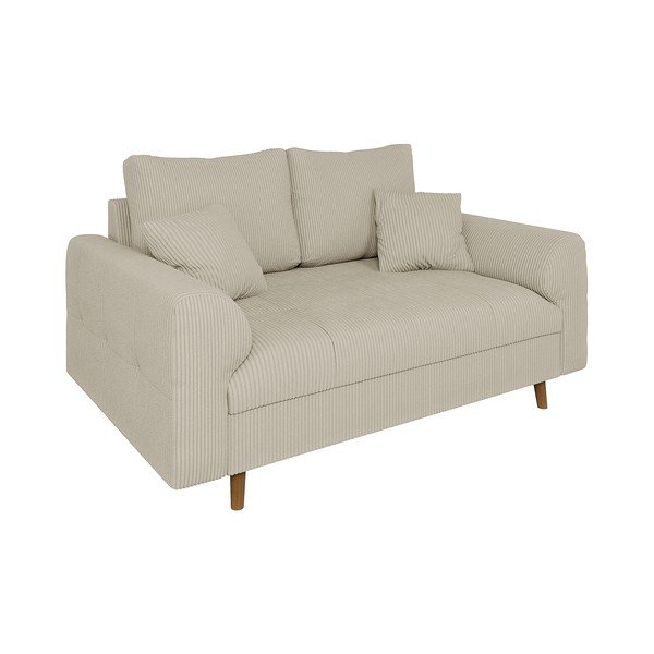 Canapea bej cu tapițerie din catifea reiată  150 cm Ariella – Ropez
